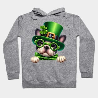 St Patricks Day Peeking French Bulldog Hoodie